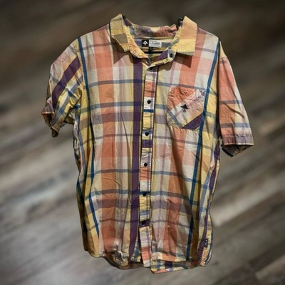 LRG Lifted Research Group Men's Plaid Short Sleeve Button Up XL Shirt - VTG/Rare
